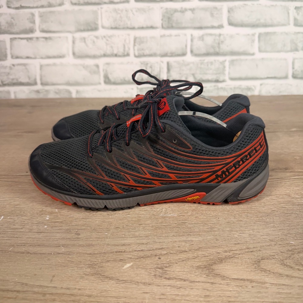 Merrell Bare Access Flex Trail Running Shoes Mesh Grey Red Mens 9.5 J05181